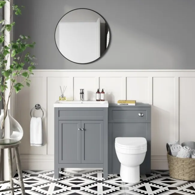 Bermuda Dove Grey Combination Vanity Basin and Seattle Toilet 1100mm