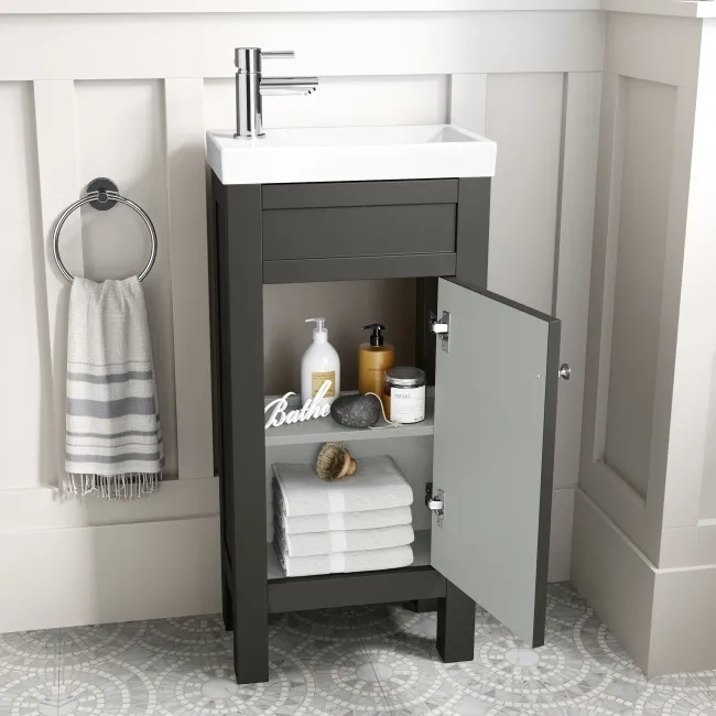 Bermuda Graphite Grey Cloakroom Basin Vanity 400mm