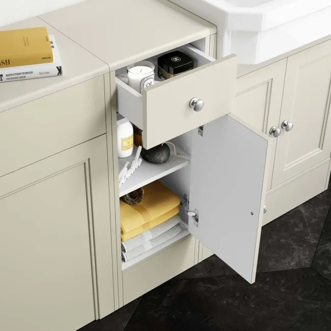 Monaco Chalk White Combination Vanity Traditional Basin 1500mm (Excludes Pan & Cistern)