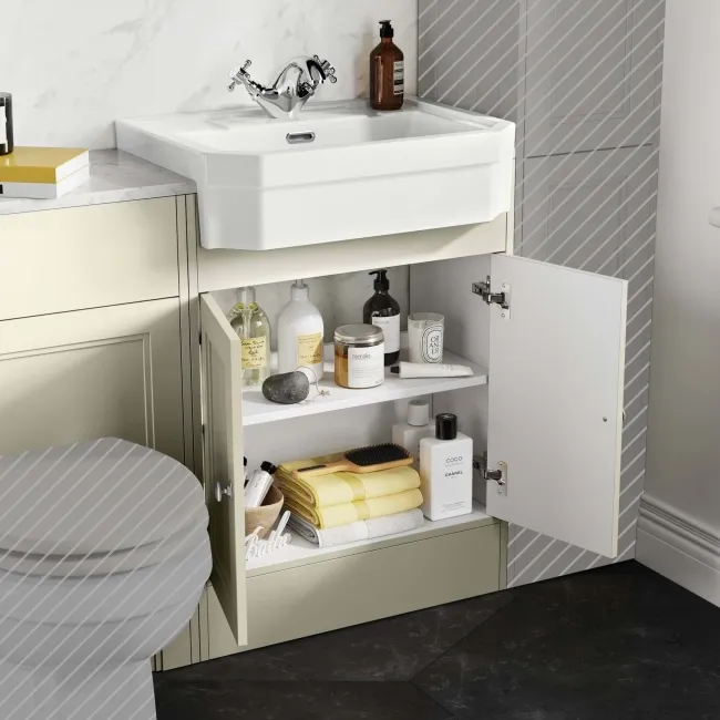 Monaco Chalk White Vanity Traditional Basin with Marble Top 1200mm (Excludes Pan & Cistern)
