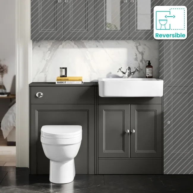 Monaco Graphite Grey Combination Vanity Basin and Seattle Toilet 1200mm