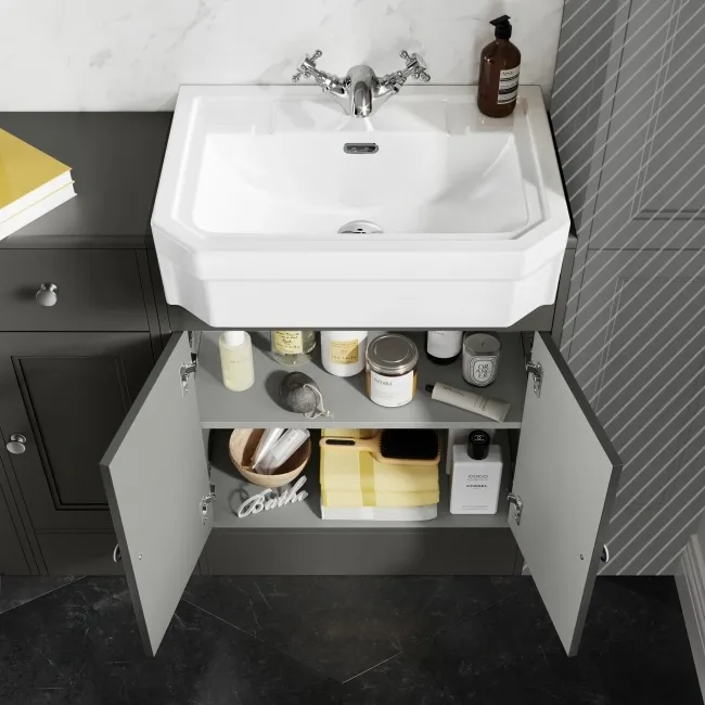 Monaco Graphite Grey Combination Vanity Traditional Basin and Seattle Toilet 1500mm