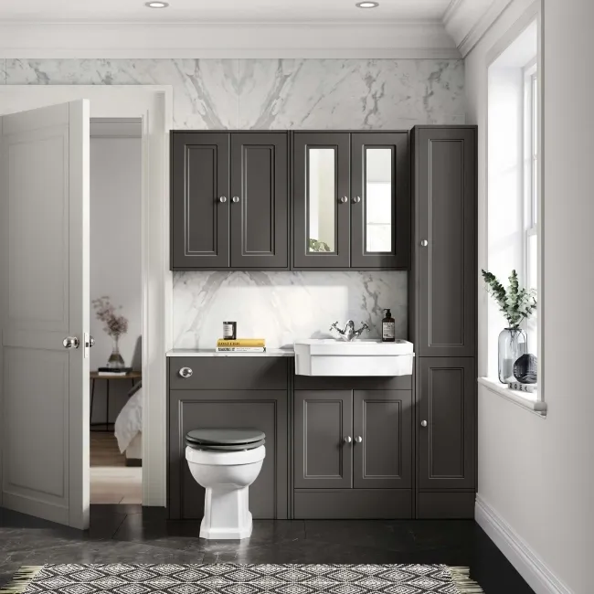 Monaco Graphite Grey Vanity Traditional Basin with Marble Top 1200mm (Excludes Pan & Cistern)