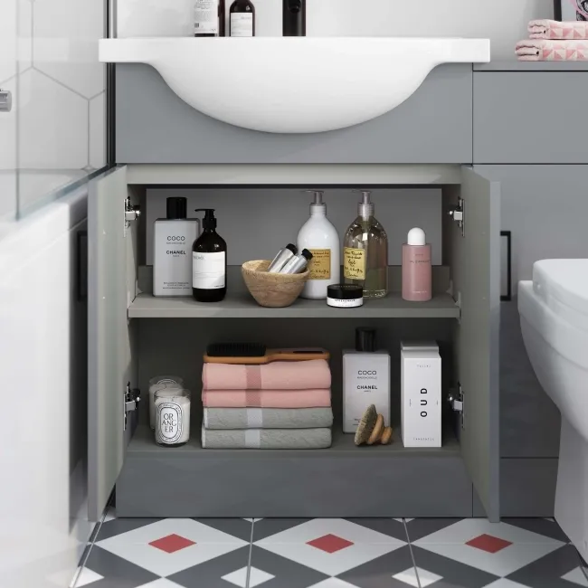 Quartz Stone Grey Combination Vanity Basin and Seattle Toilet 1150mm - Black Accents