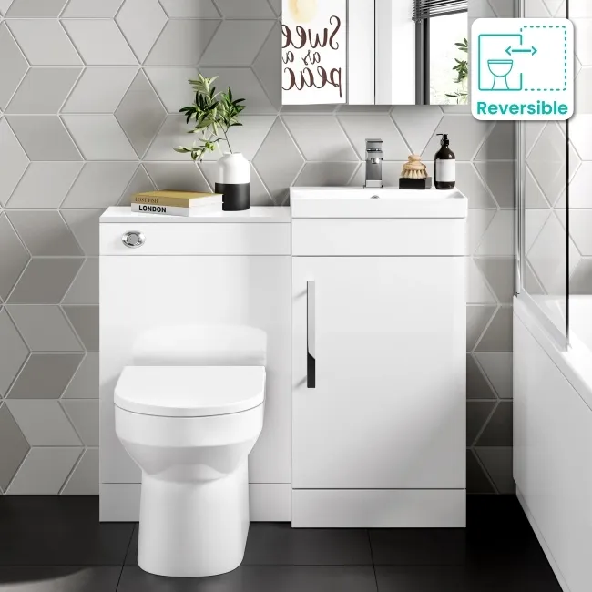 Avon Gloss White Combination Vanity Basin and Miami Toilet 950mm