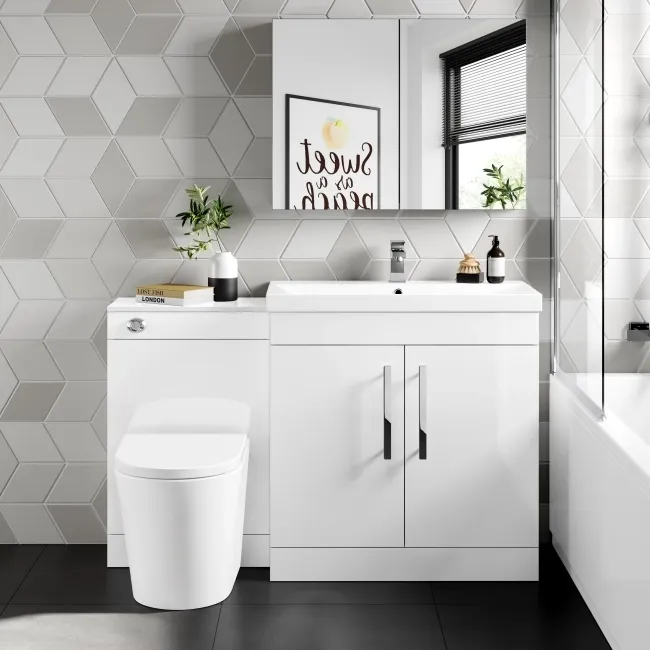 Avon Gloss White Combination Vanity Basin and Boston Toilet 1300mm