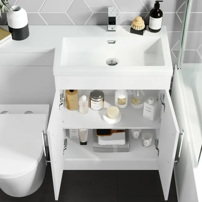 Avon Gloss White Combination Vanity Basin and Boston Toilet 1100mm - Right Handed