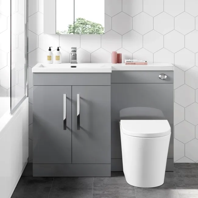 Avon Stone Grey Combination Vanity Basin and Boston Toilet 1100mm - Left Handed