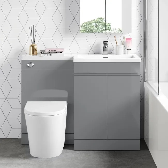 Trent Stone Grey Combination Vanity Basin and Boston Toilet 1100mm - Right Handed