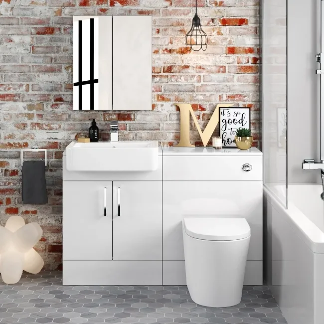 Harper Gloss White Combination Vanity Basin and Boston Toilet 1200mm