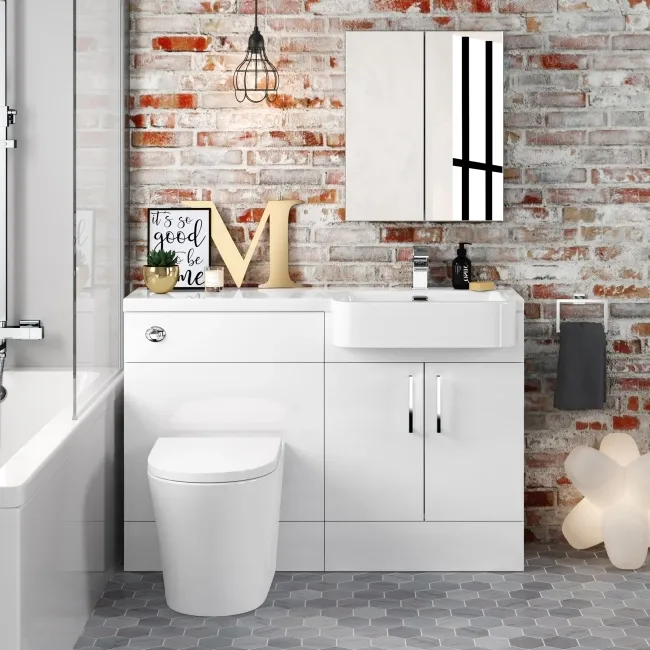 Harper Gloss White Combination Vanity Basin and Boston Toilet 1200mm - Right Handed