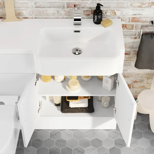 Harper Gloss White Combination Vanity Basin and Boston Toilet 1200mm - Right Handed