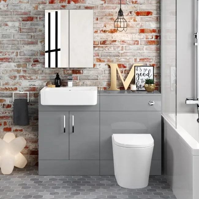 Harper Stone Grey Combination Vanity Basin and Boston Toilet 1200mm