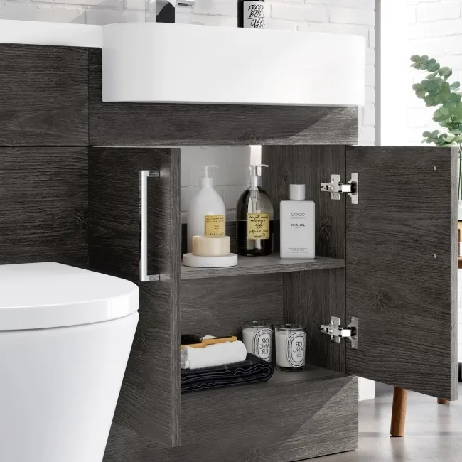 Harper Charcoal Elm Combination Vanity Basin and Boston Toilet 1200mm - Right Handed