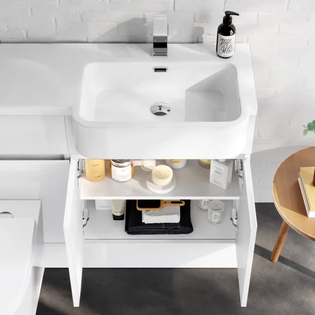 Foster Gloss White Combination Vanity Basin and Boston Toilet 1200mm - Right Handed