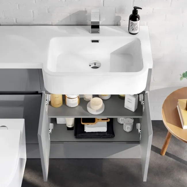 Foster Stone Grey Combination Vanity Basin and Boston Toilet 1200mm - Right Handed
