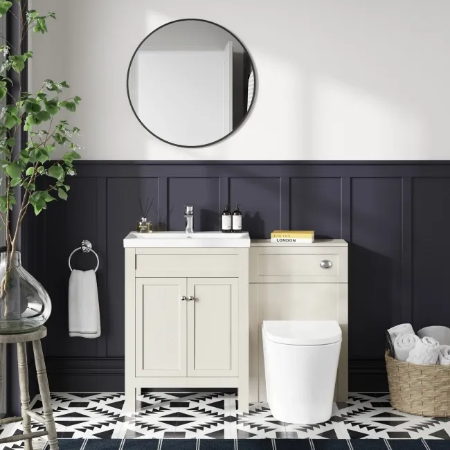 Bermuda Chalk White Combination Vanity Basin and Boston Toilet 1100mm