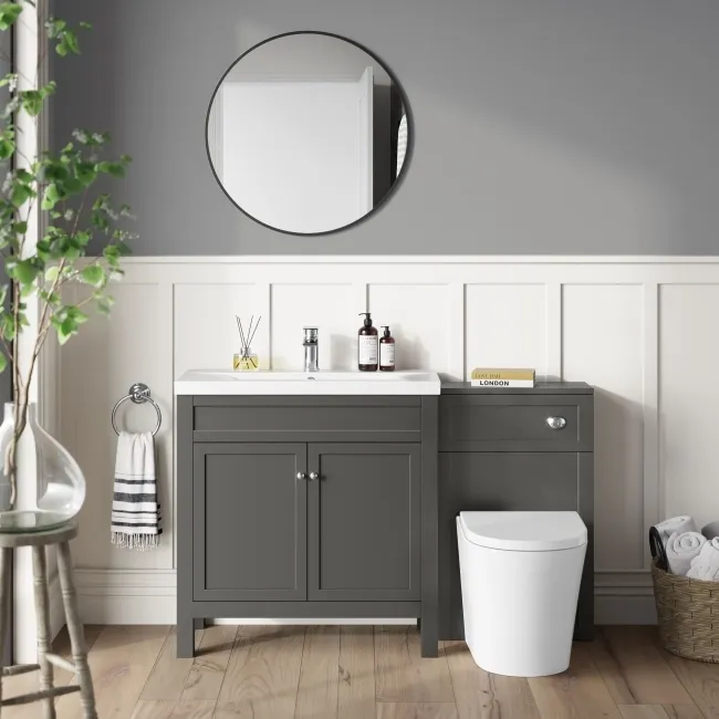 Bermuda Graphite Grey Combination Vanity Basin and Boston Toilet 1300mm