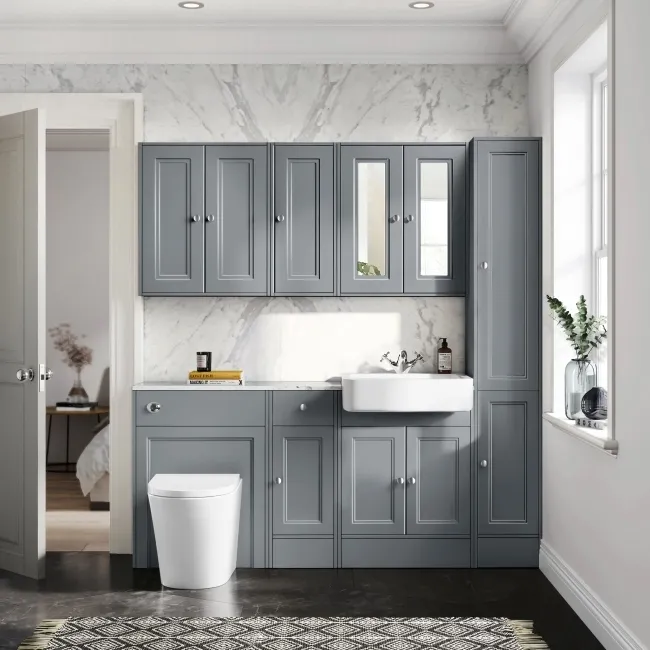 Monaco Dove Grey Combination Vanity Basin with Marble Top and Boston Toilet 1500mm