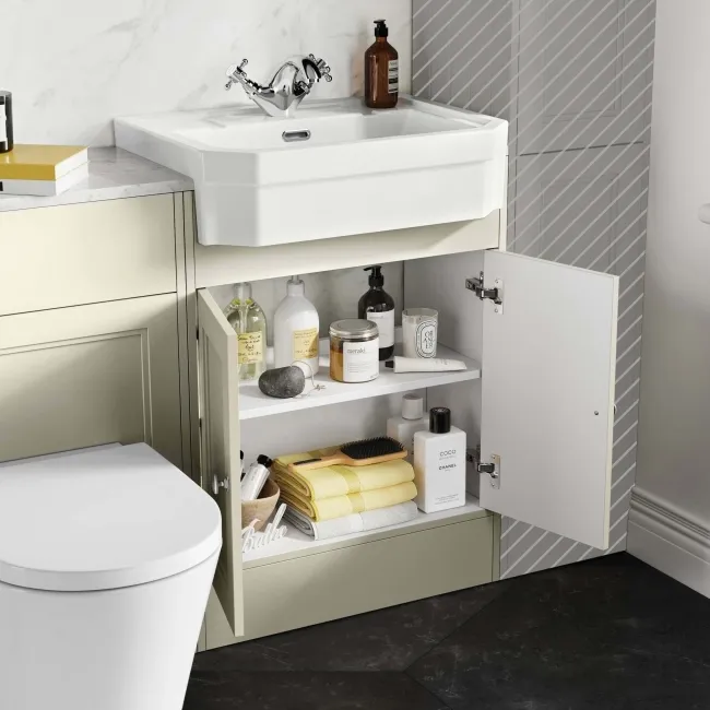 Monaco Chalk White Combination Vanity Traditional Basin with Marble Top & Boston Toilet 1200mm
