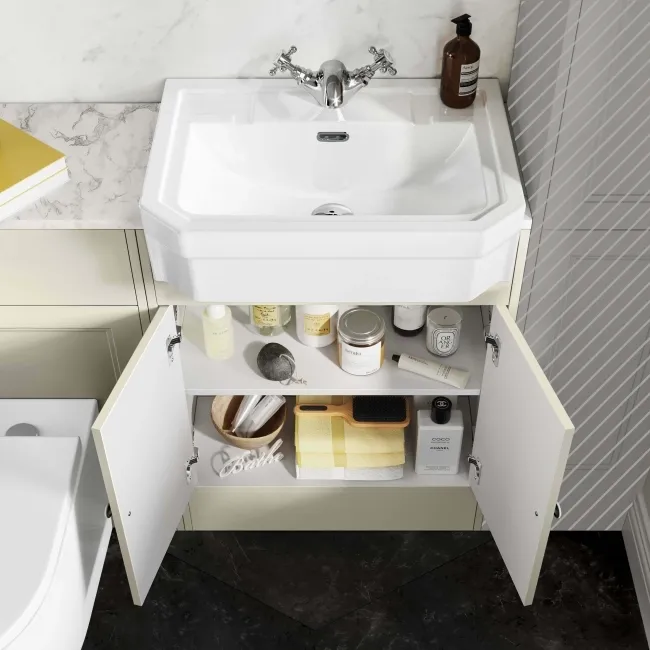 Monaco Chalk White Combination Vanity Traditional Basin with Marble Top & Boston Toilet 1200mm