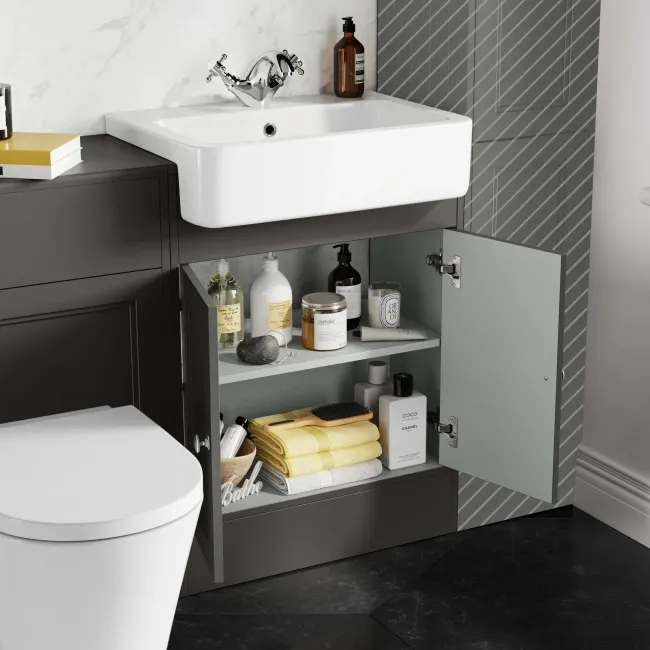 Monaco Graphite Grey Combination Vanity Basin and Boston Toilet 1200mm