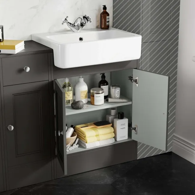 Monaco Graphite Grey Combination Vanity Basin and Boston Toilet 1500mm