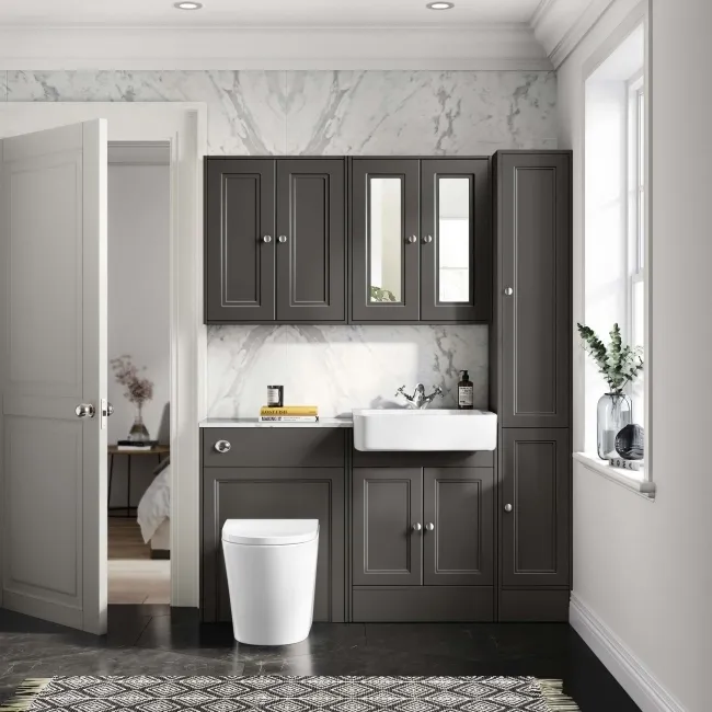 Monaco Graphite Grey Combination Vanity Basin with Marble Top & Boston Toilet 1200mm
