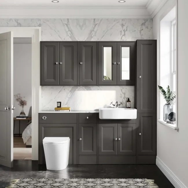 Monaco Graphite Grey Combination Vanity Basin with Marble Top and Boston Toilet 1500mm