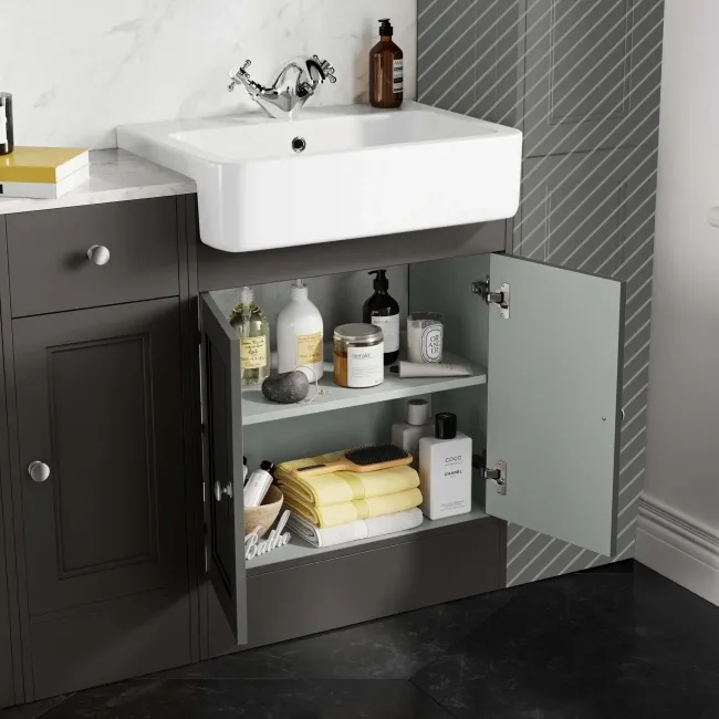 Monaco Graphite Grey Combination Vanity Basin with Marble Top and Boston Toilet 1500mm