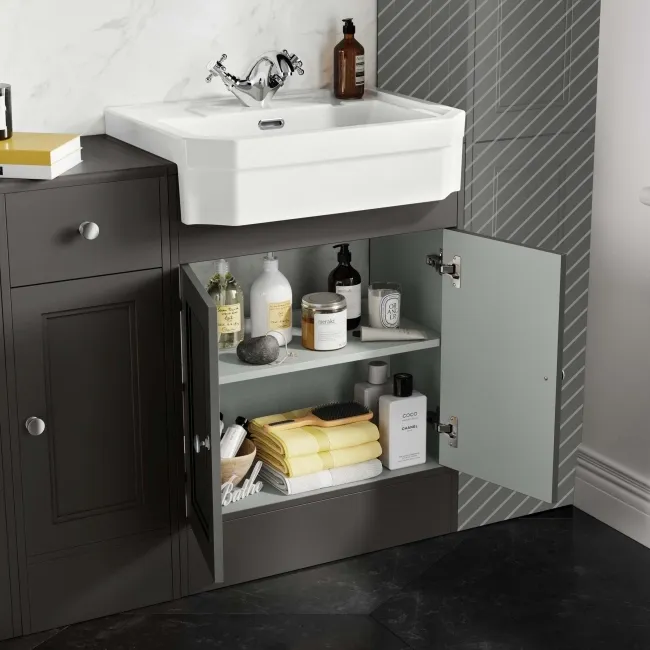 Monaco Graphite Grey Combination Vanity Traditional Basin and Boston Toilet 1500mm