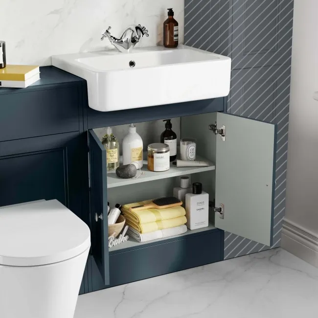 Monaco Inky Blue Combination Vanity Basin and Boston Toilet 1200mm