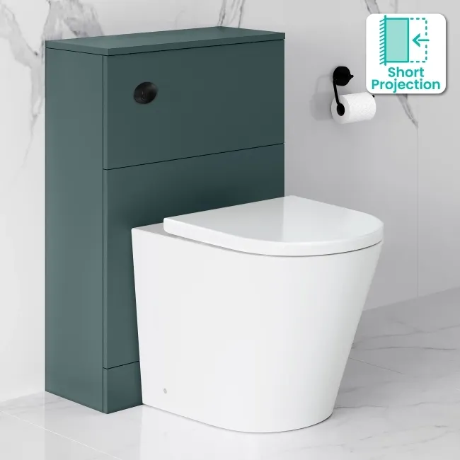Midnight Green Slimline Back To Wall Unit and Boston Toilet - Black Accents