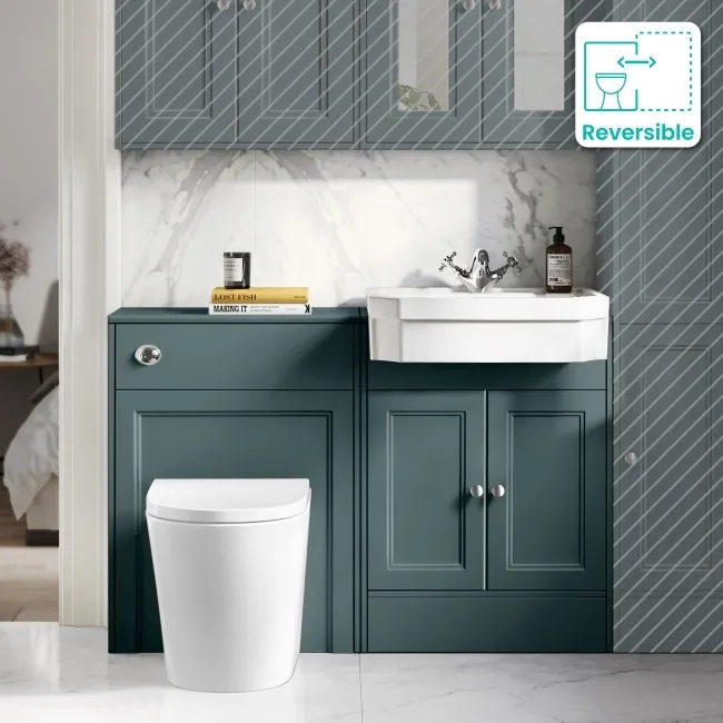 Monaco Midnight Green Combination Vanity Traditional Basin and Boston Toilet 1200mm