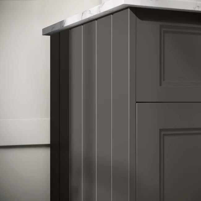 Lucia Graphite Grey Cabinet with Marble Top 840mm (Excludes Counter Top Basin) - Brass Accents