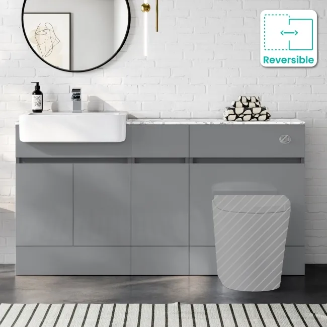 Foster Stone Grey Combination Vanity Basin with Marble Top 1500mm - Excludes Toilet