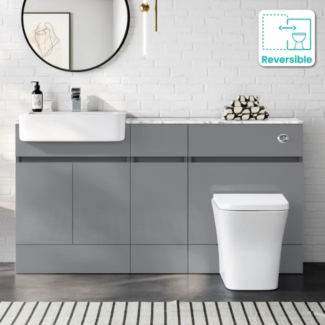 Foster Stone Grey Combination Vanity Basin with Marble Top & Houston Toilet 1500mm