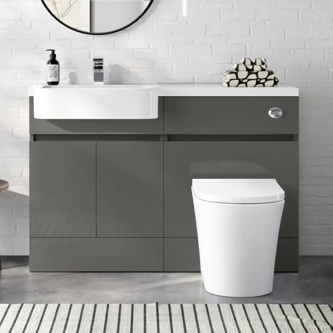 Foster Tungsten Grey Combination Vanity Basin and Tucson Toilet 1200mm - Left Handed