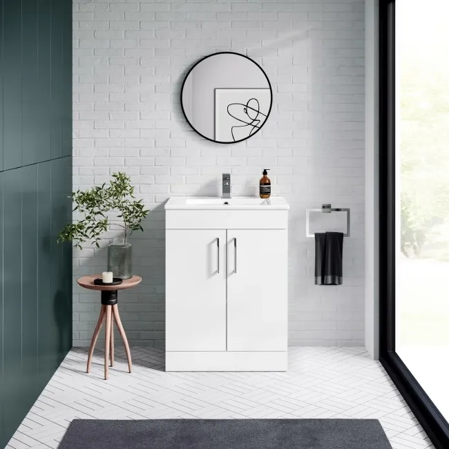 Mersey Gloss White Basin Vanity 600mm