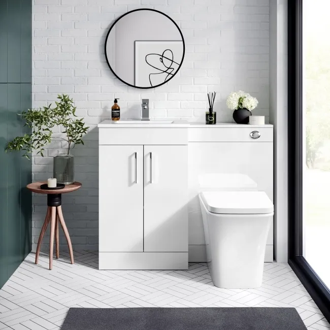 Mersey Gloss White Combination Vanity Basin and Houston Toilet 1000mm