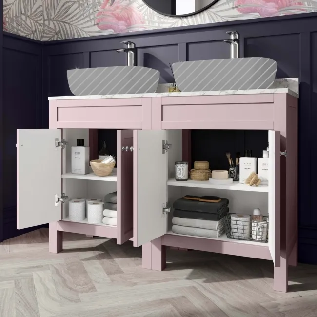 Bermuda Cashmere Pink Cabinet with Marble Top 1200mm - Excludes Counter Top Basin