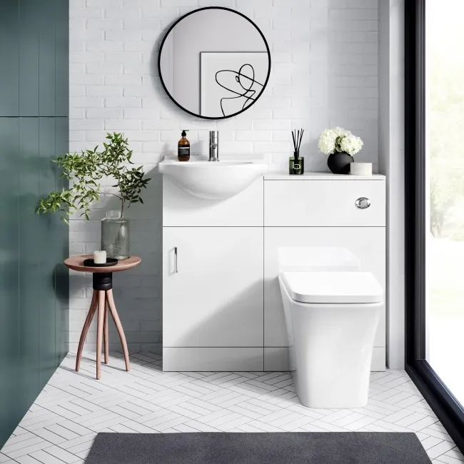 Quartz Gloss White Combination Vanity Basin and Houston Toilet 950mm