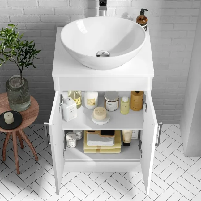 Mersey Gloss White Vanity with Oval Basin 500mm