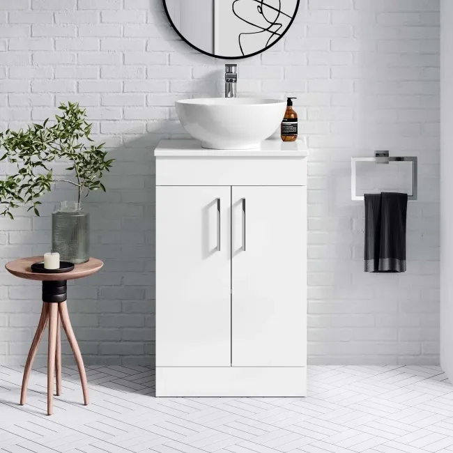 Mersey Gloss White Vanity with Mesa Basin 500mm