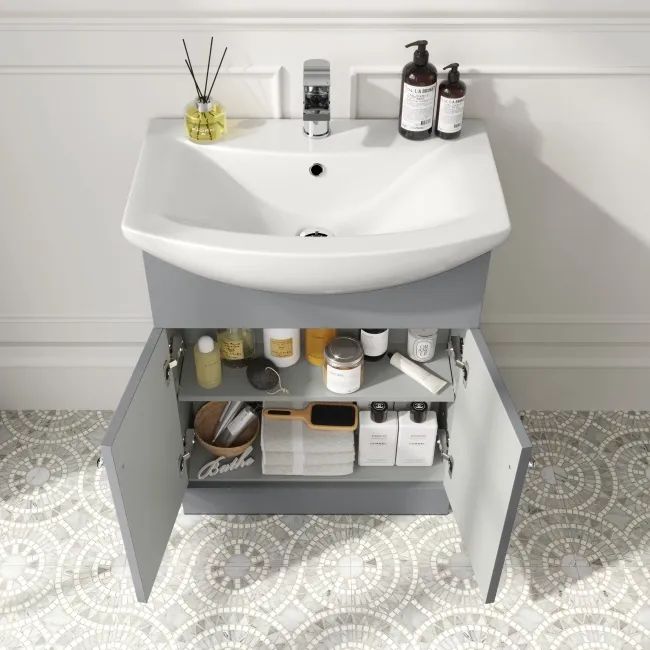 Capri Fog Grey Combination Vanity Basin and Houston Toilet 1150mm - Chrome Handles