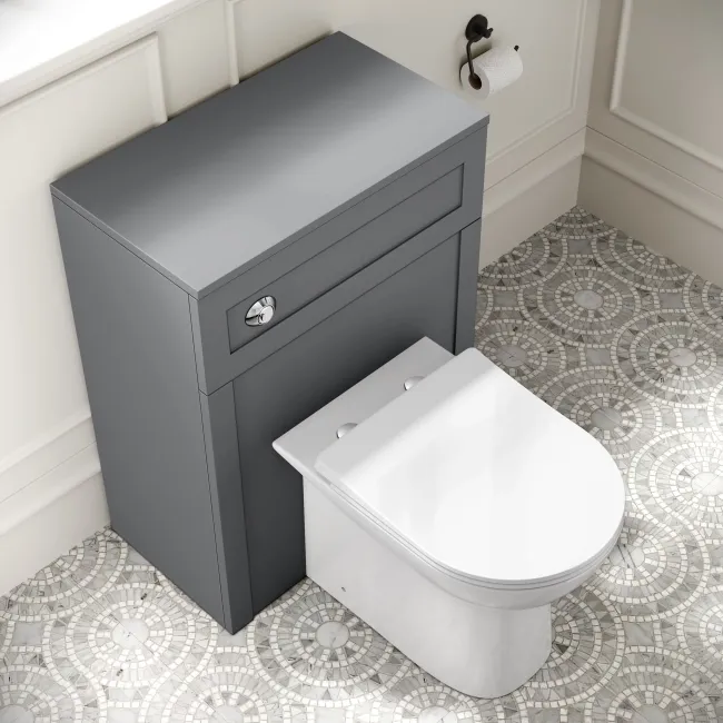 Capri Fog Grey Combination Vanity Basin and Aruba Toilet 1350mm - Chrome Handles