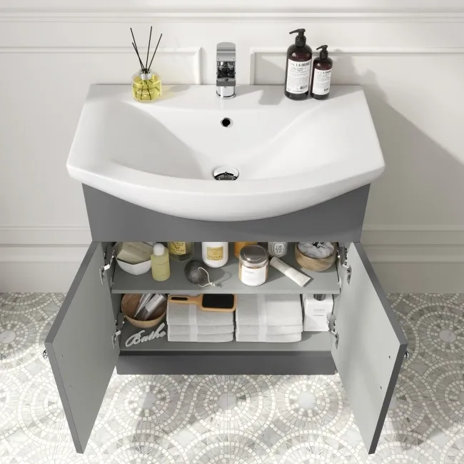 Capri Slate Grey Combination Vanity Basin and Aruba Toilet 1350mm - Chrome Handles