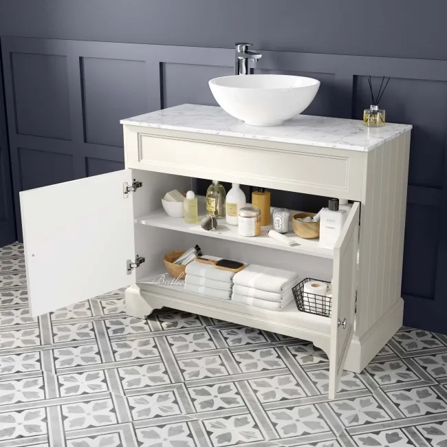 Lucia Chalk White Vanity with Marble Top & Round Counter Top Basin 1030mm