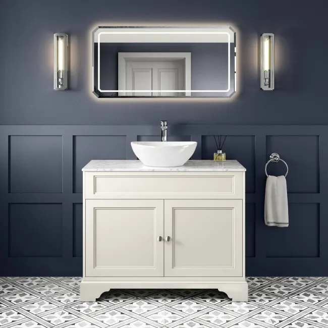 Lucia Chalk White Vanity with Marble Top & Oval Counter Top Basin 1030mm