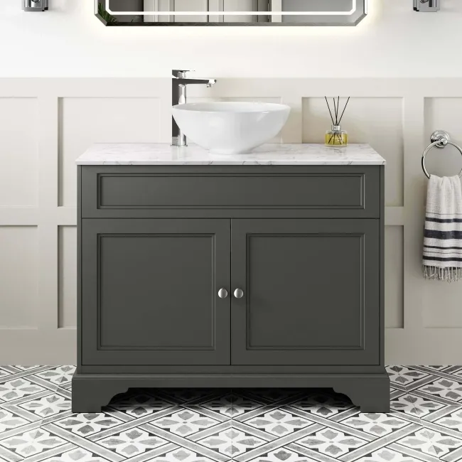 Lucia Graphite Grey Vanity with Marble Top & Round Counter Top Basin 1030mm